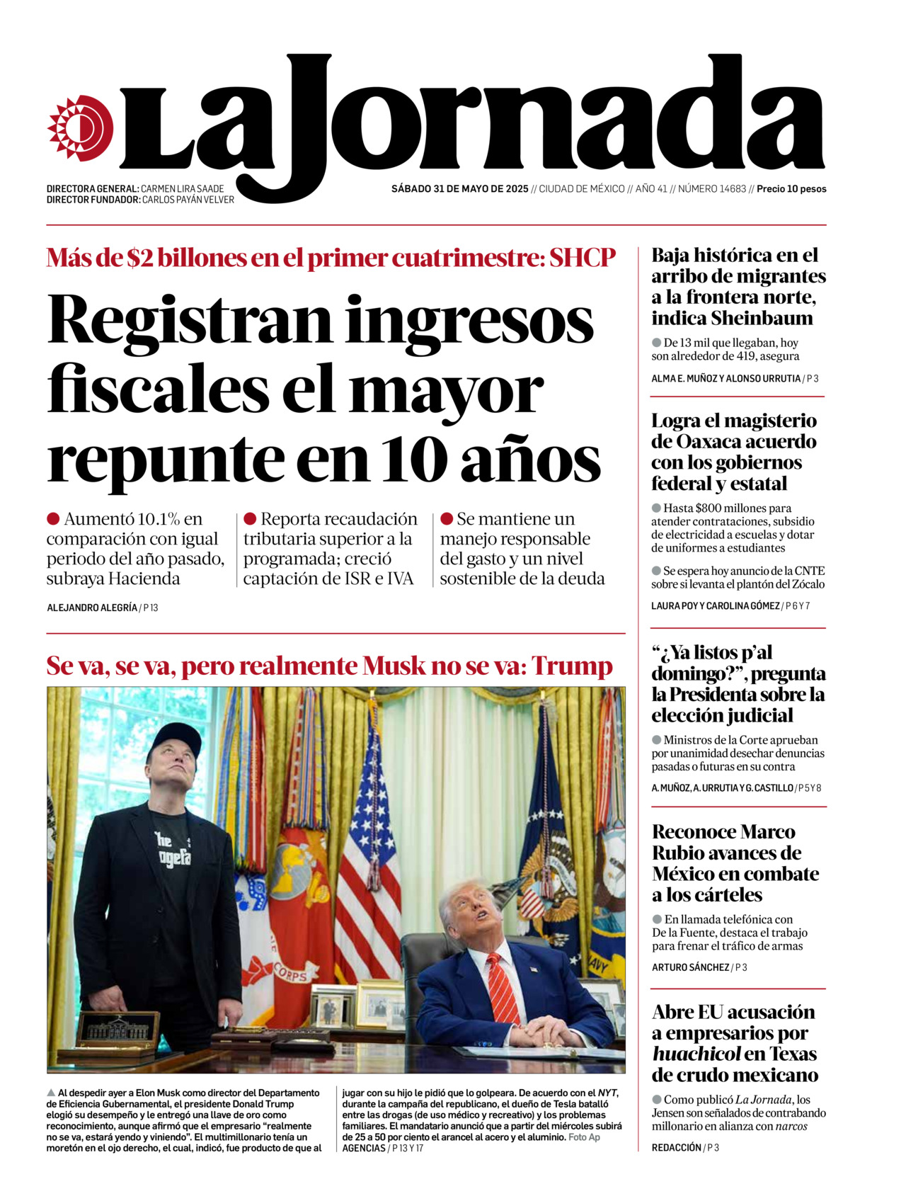 La Jornada, edición del sábado 31 de mayo de 2025 La Jornada, edición del sábado 31 de mayo de 2025