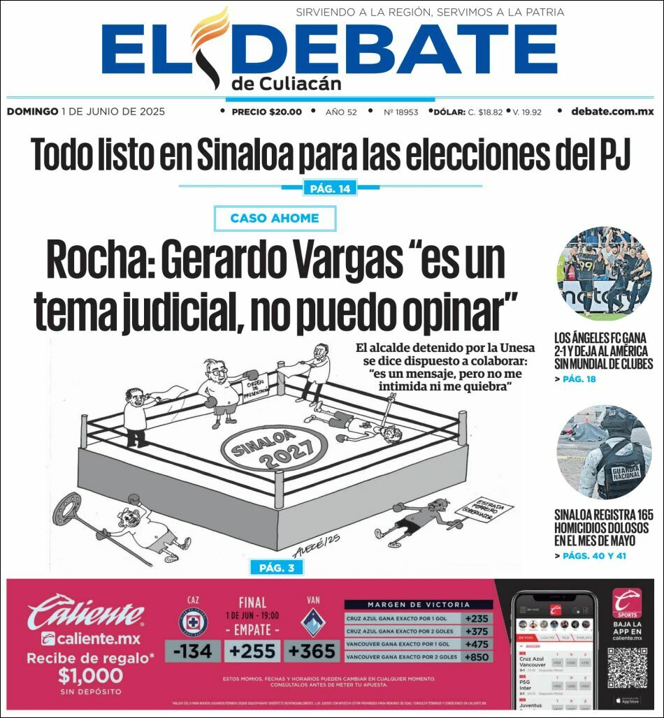 El Debate Culiacán, edición del domingo 01 de junio de 2025 El Debate Culiacán, edición del domingo 01 de junio de 2025