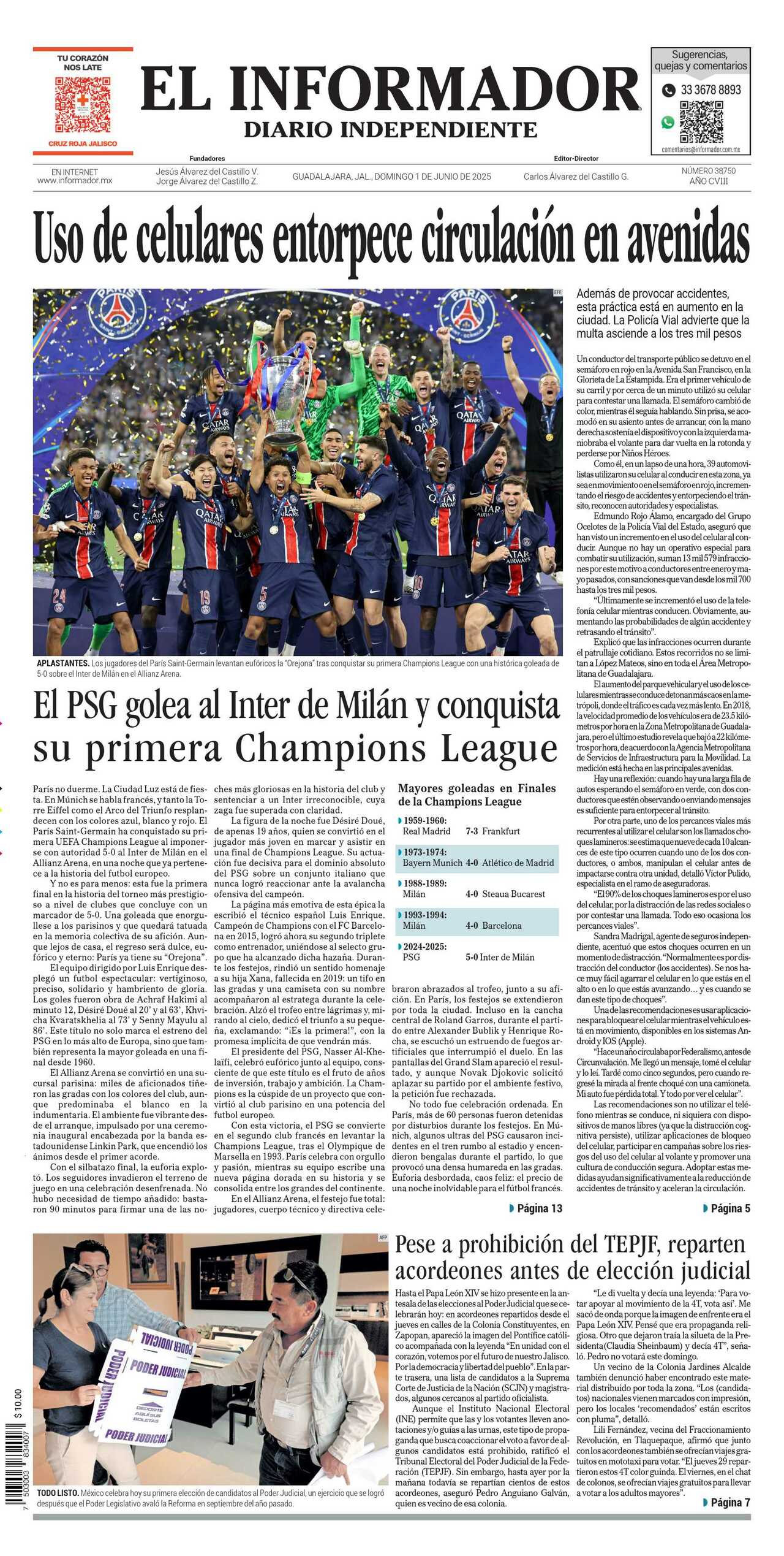 El Informador, edición del domingo 01 de junio de 2025 El Informador, edición del domingo 01 de junio de 2025