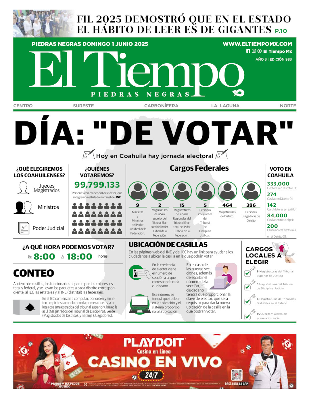 El Tiempo Piedras Negras, edición del domingo 01 de junio de 2025 El Tiempo Piedras Negras, edición del domingo 01 de junio de 2025