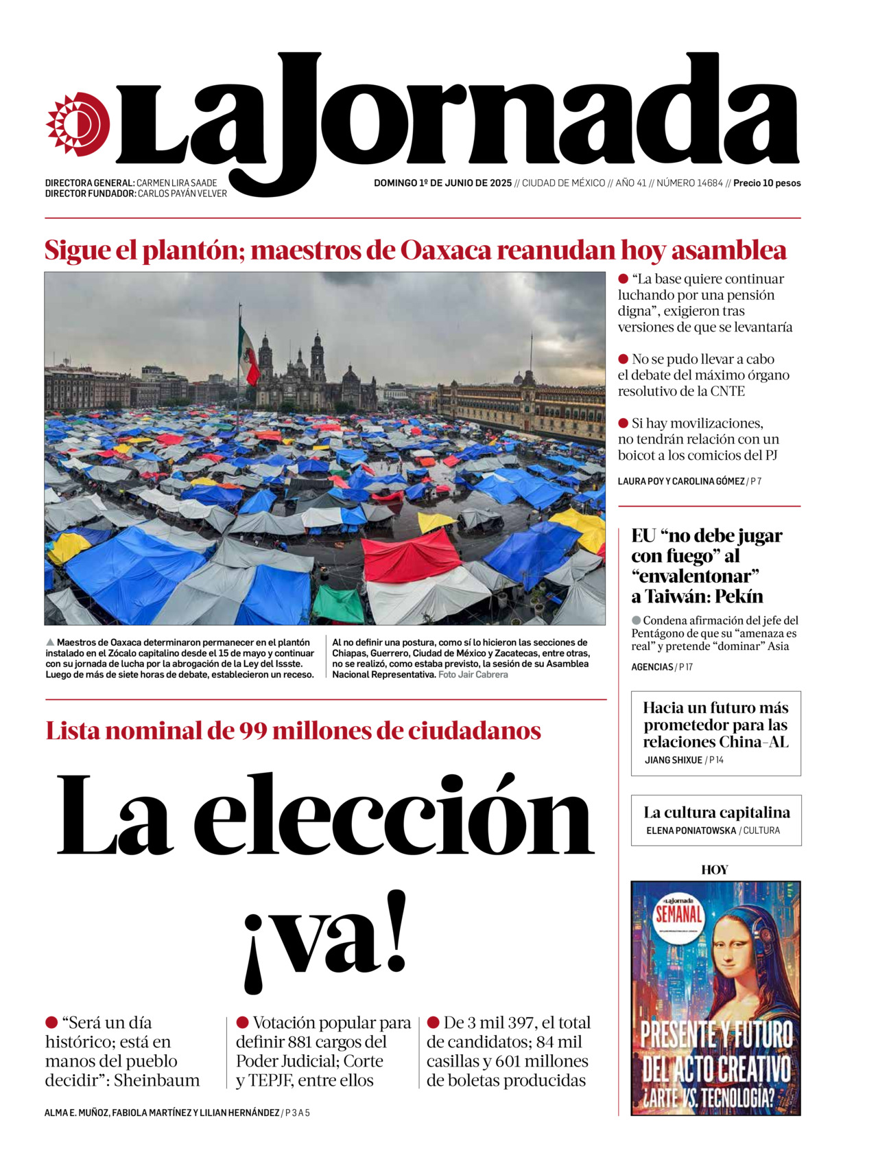 La Jornada, edición del domingo 01 de junio de 2025 La Jornada, edición del domingo 01 de junio de 2025