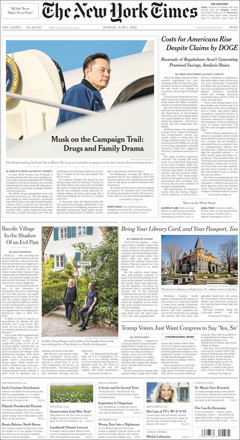 The New York Times, edición del domingo 01 de junio de 2025 The New York Times, edición del domingo 01 de junio de 2025