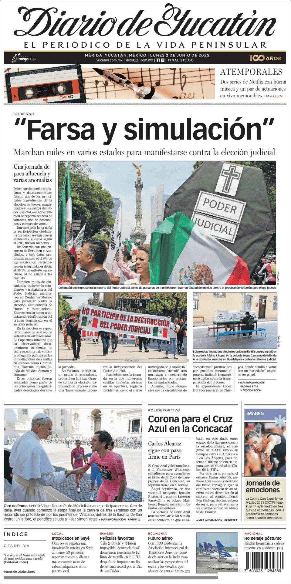 El Diario de Yucatán, edición del lunes 02 de junio de 2025 El Diario de Yucatán, edición del lunes 02 de junio de 2025