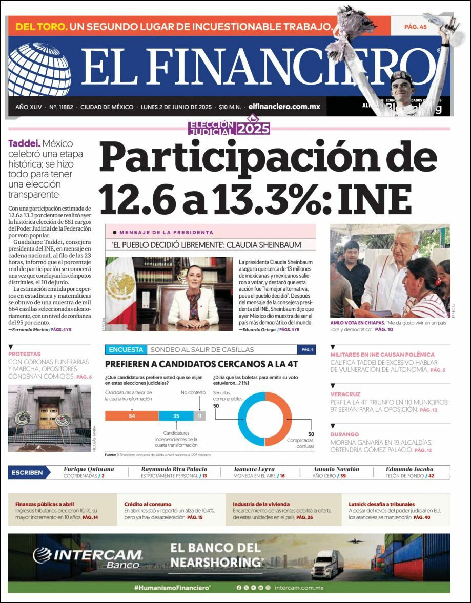 El Financiero, edición del lunes 02 de junio de 2025 El Financiero, edición del lunes 02 de junio de 2025