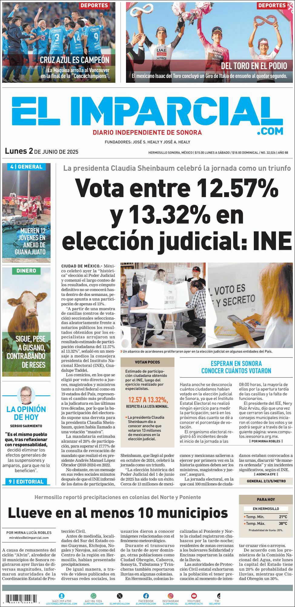 El Imparcial, edición del lunes 02 de junio de 2025 El Imparcial, edición del lunes 02 de junio de 2025