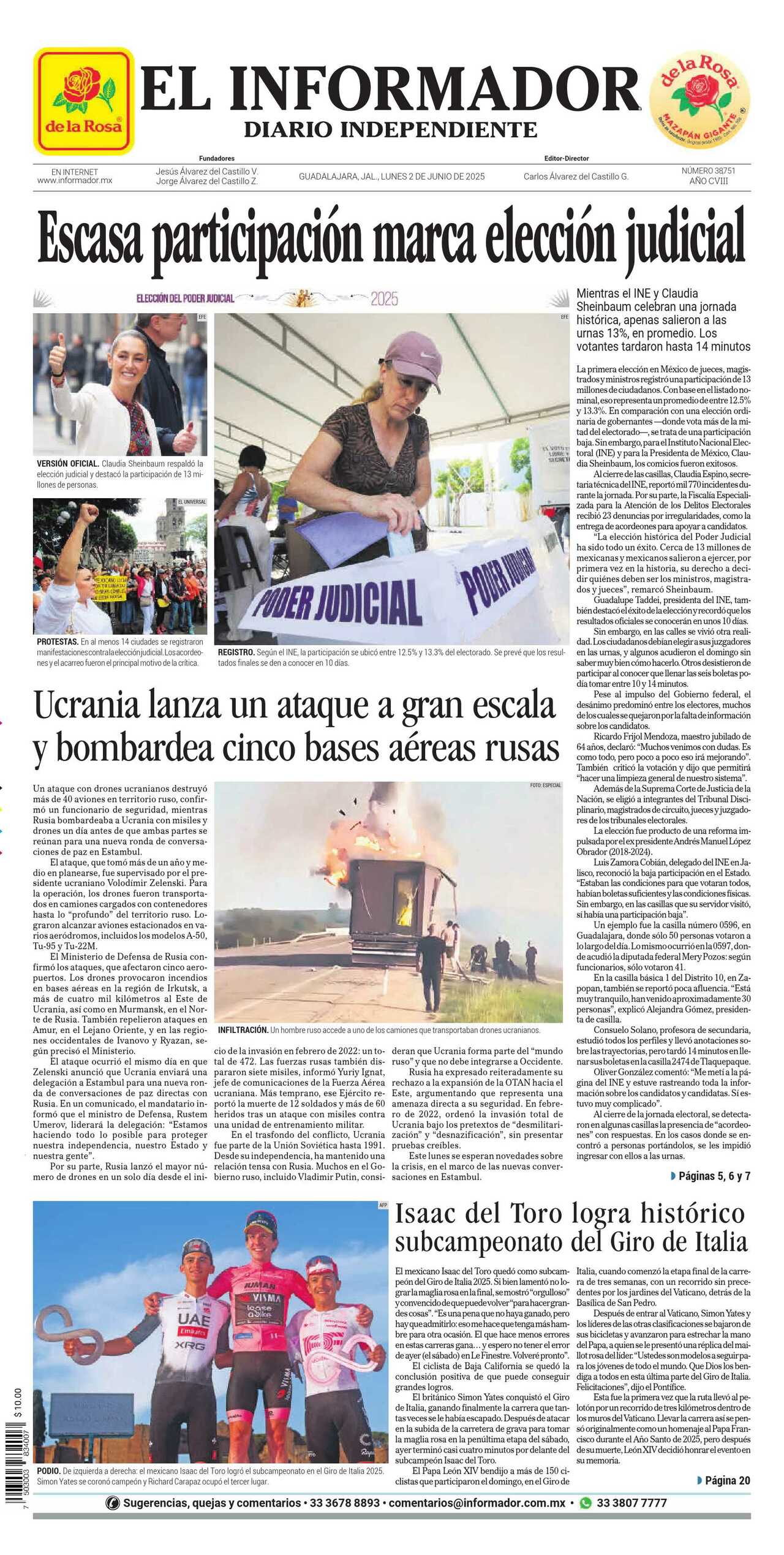 El Informador, edición del lunes 02 de junio de 2025 El Informador, edición del lunes 02 de junio de 2025