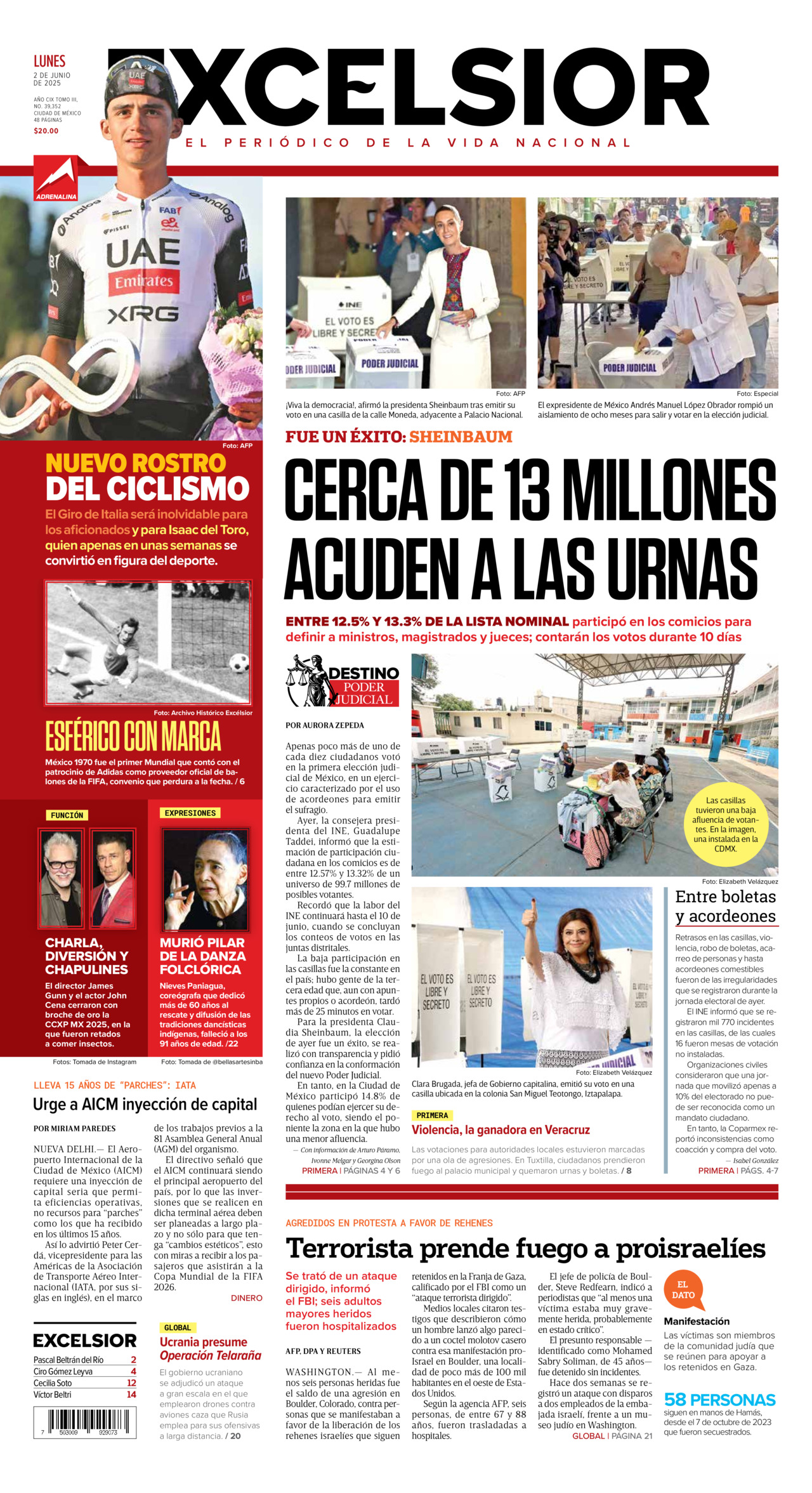 Excelsior, edición del lunes 02 de junio de 2025 Excelsior, edición del lunes 02 de junio de 2025