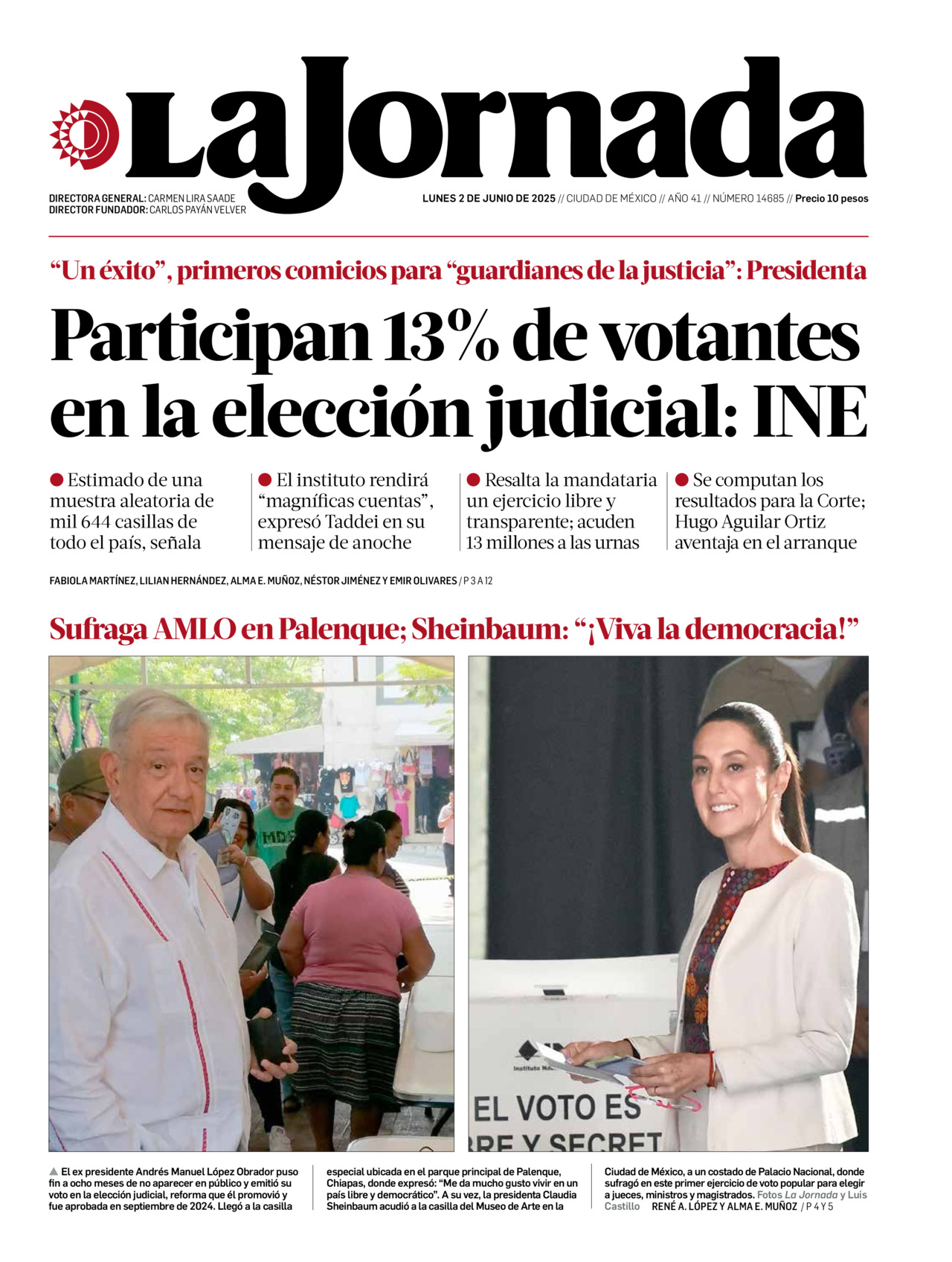 La Jornada, edición del lunes 02 de junio de 2025 La Jornada, edición del lunes 02 de junio de 2025