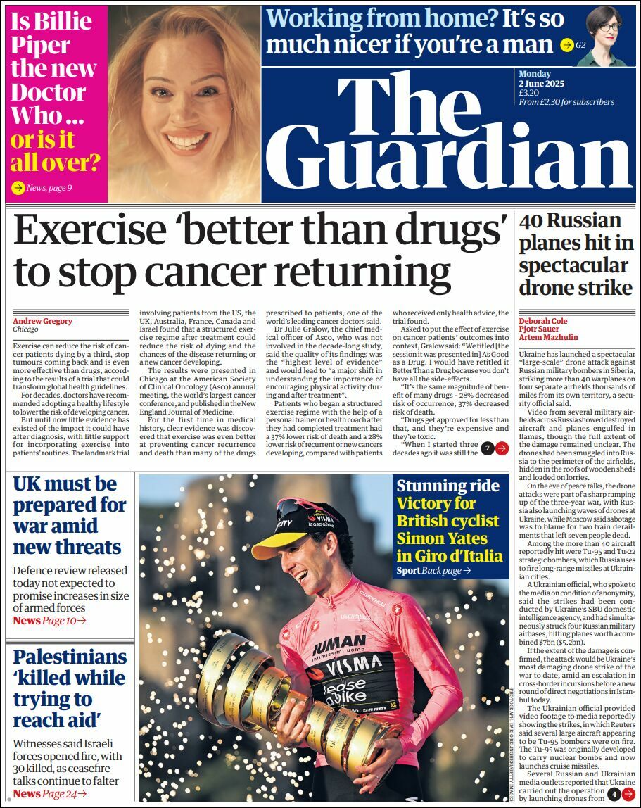 The Guardian, edición del lunes 02 de junio de 2025 The Guardian, edición del lunes 02 de junio de 2025