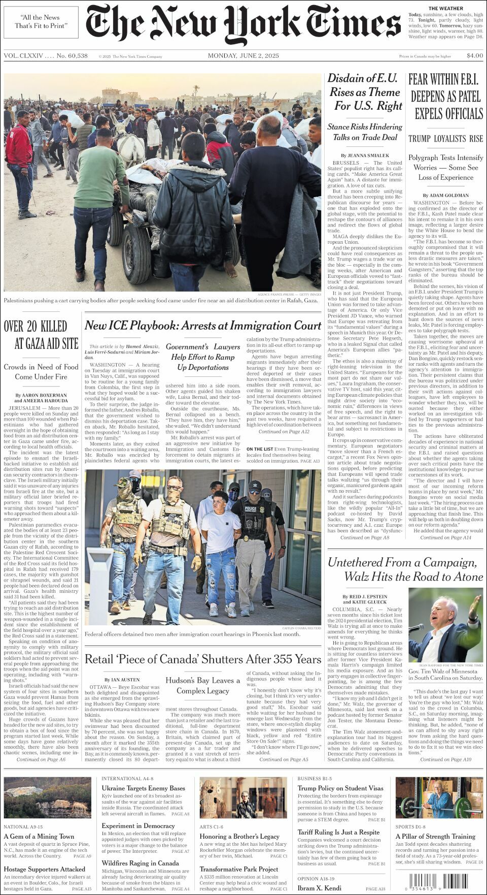 The New York Times, edición del lunes 02 de junio de 2025 The New York Times, edición del lunes 02 de junio de 2025