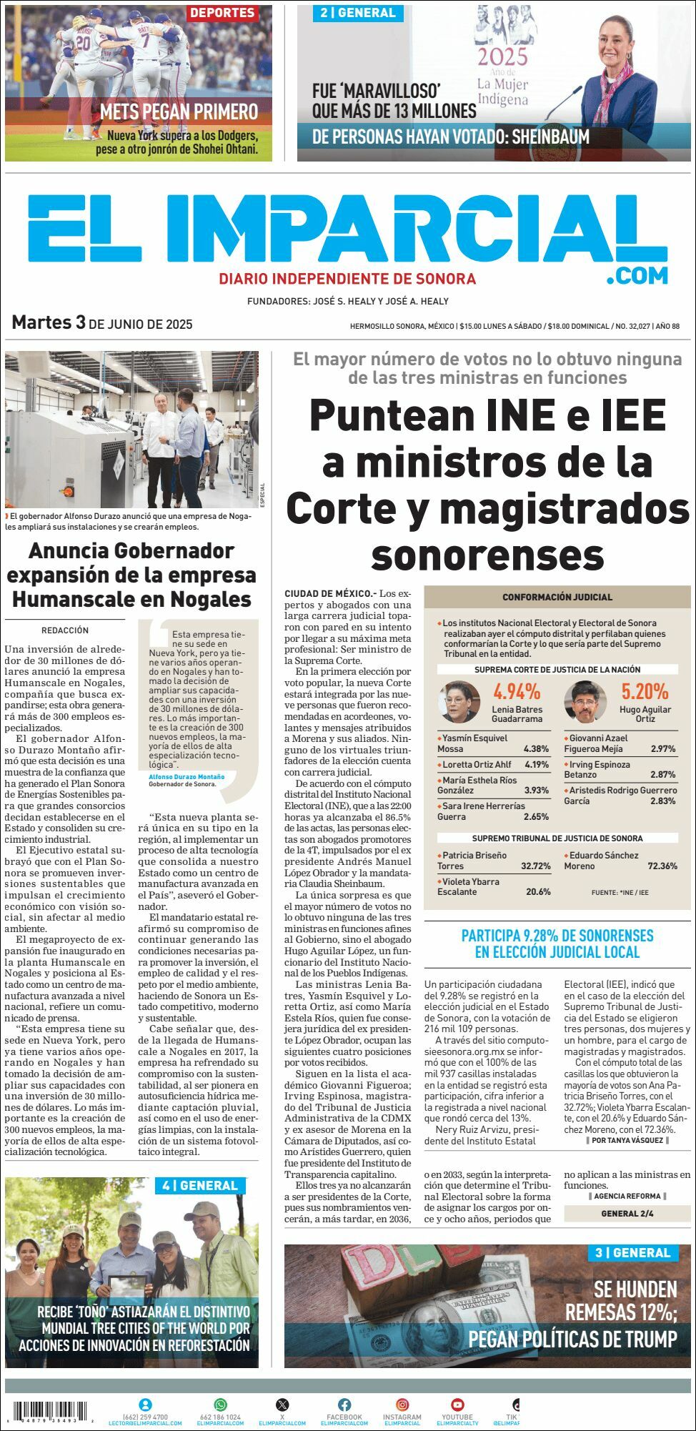 El Imparcial, edición del martes 03 de junio de 2025 El Imparcial, edición del martes 03 de junio de 2025