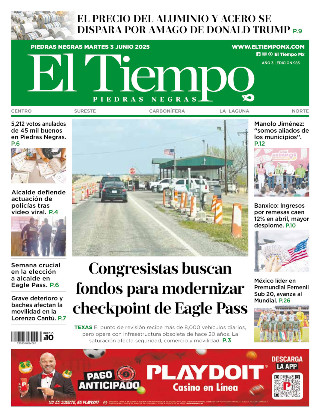El Tiempo Piedras Negras, edición del martes 03 de junio de 2025 El Tiempo Piedras Negras, edición del martes 03 de junio de 2025