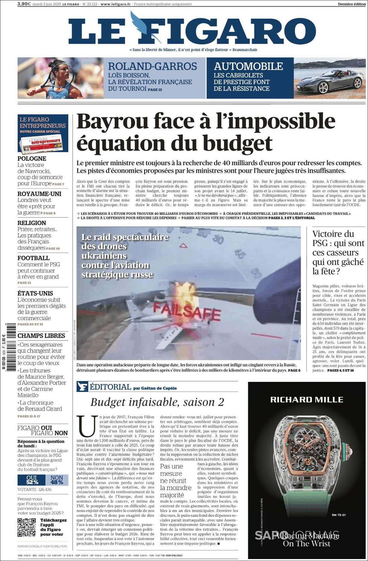 Le Figaro, edición del martes 03 de junio de 2025 Le Figaro, edición del martes 03 de junio de 2025