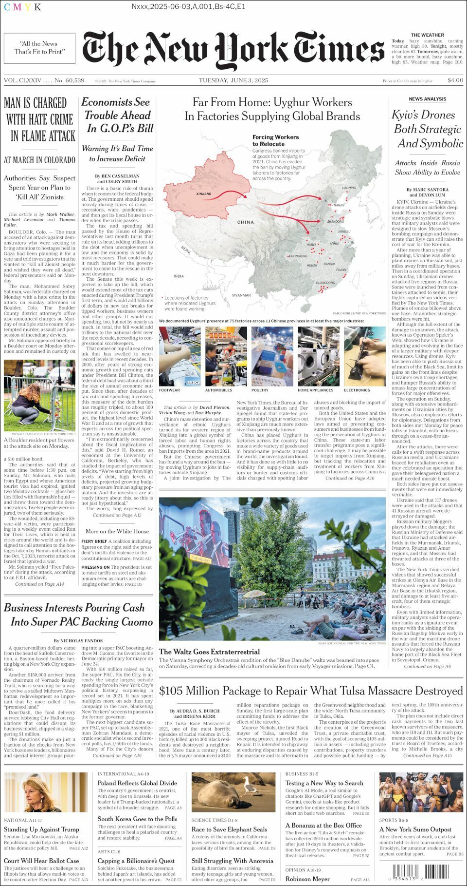 The New York Times, edición del martes 03 de junio de 2025 The New York Times, edición del martes 03 de junio de 2025