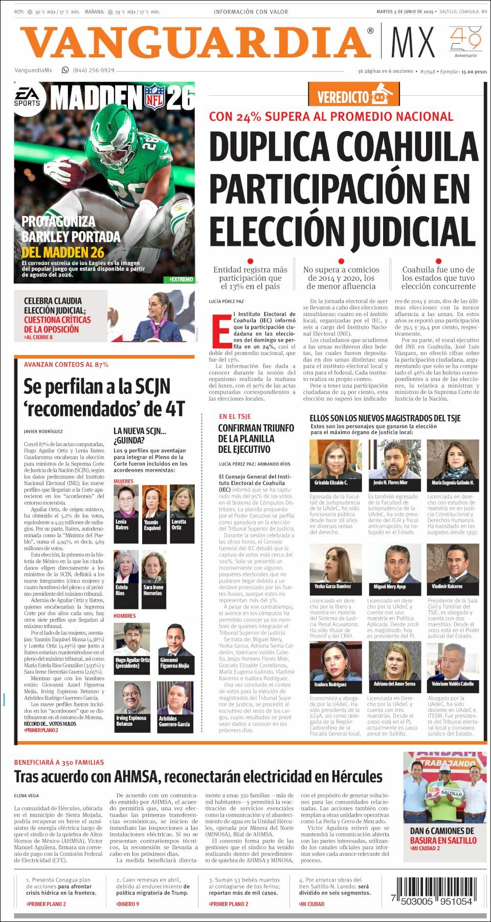 Vanguardia, edición del martes 03 de junio de 2025 Vanguardia, edición del martes 03 de junio de 2025