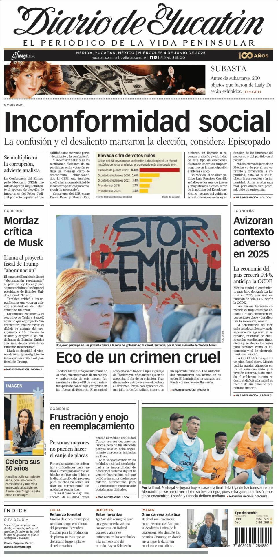 El Diario de Yucatán, edición del miércoles 04 de junio de 2025 El Diario de Yucatán, edición del miércoles 04 de junio de 2025
