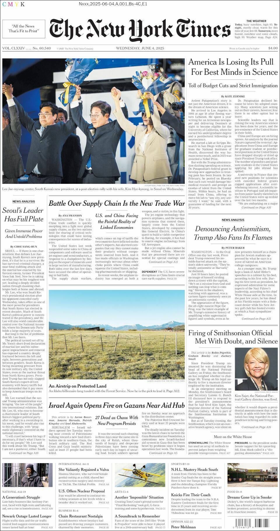 The New York Times, edición del miércoles 04 de junio de 2025 The New York Times, edición del miércoles 04 de junio de 2025