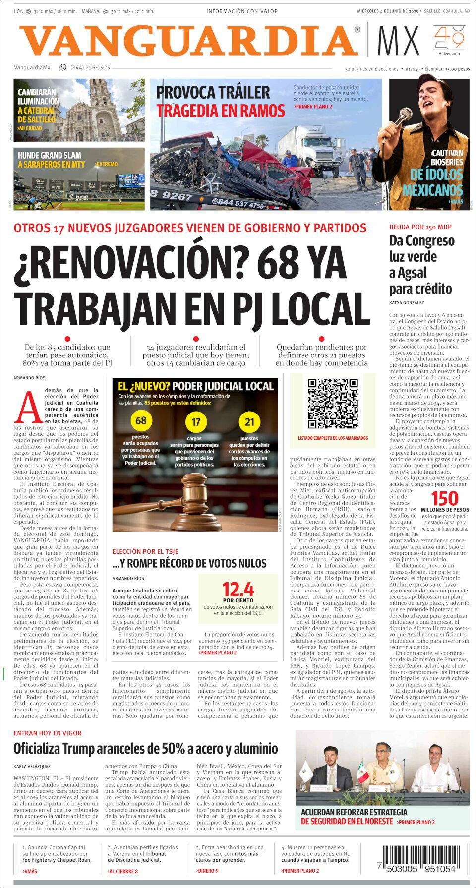 Vanguardia, edición del miércoles 04 de junio de 2025 Vanguardia, edición del miércoles 04 de junio de 2025