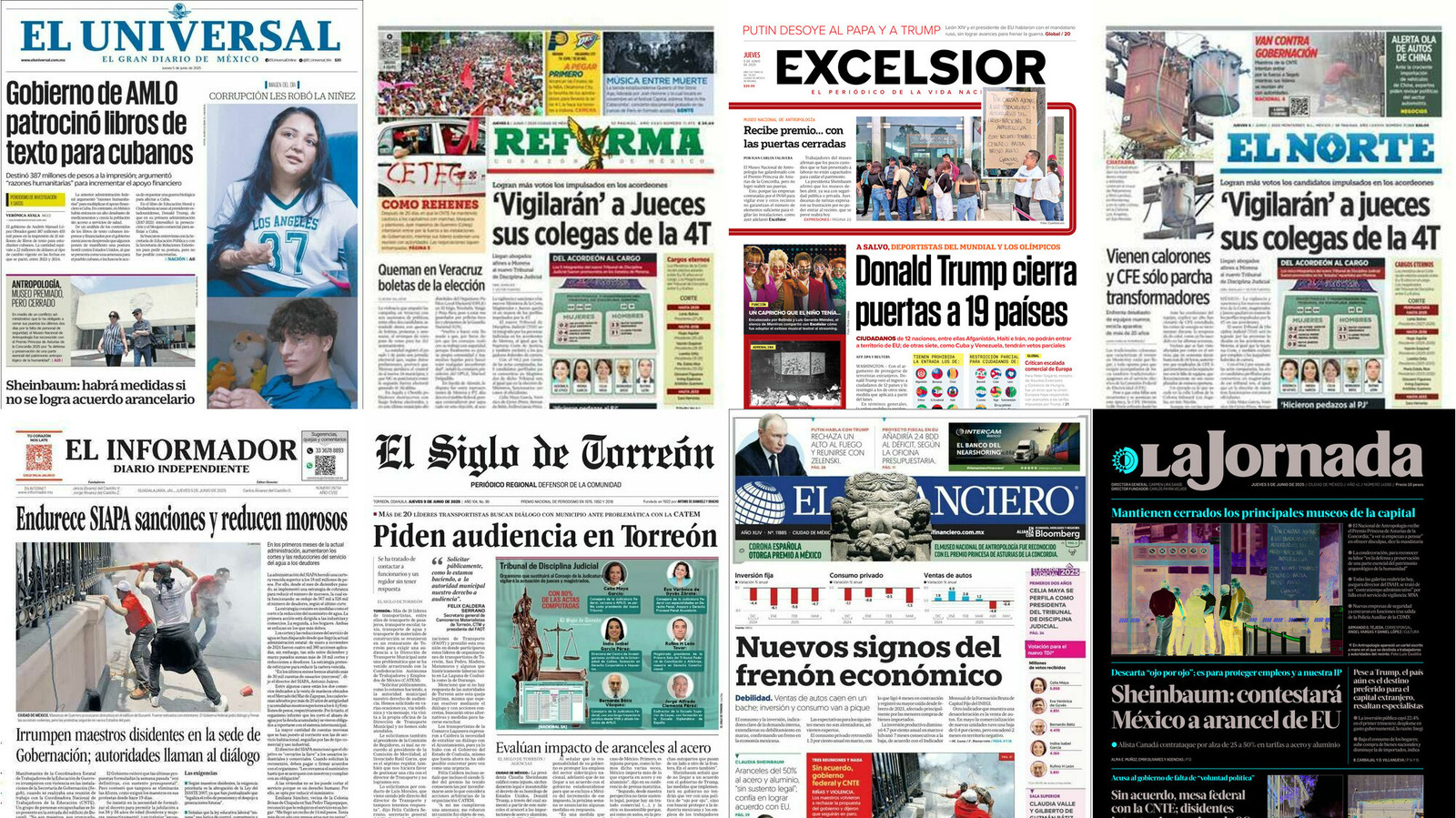 Portadas de periódicos impresos más importantes de México hoy