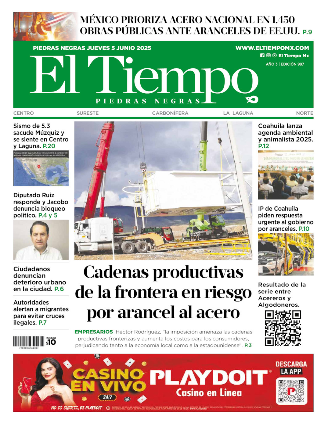 El Tiempo Piedras Negras, edición del jueves 05 de junio de 2025 El Tiempo Piedras Negras, edición del jueves 05 de junio de 2025