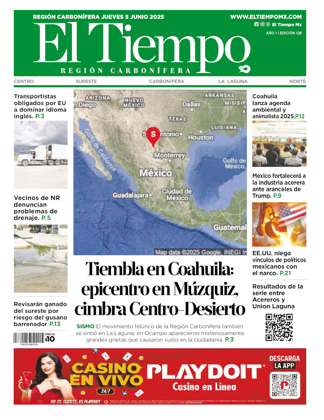 El Tiempo Región Carbonífera, edición del jueves 05 de junio de 2025 El Tiempo Región Carbonífera, edición del jueves 05 de junio de 2025
