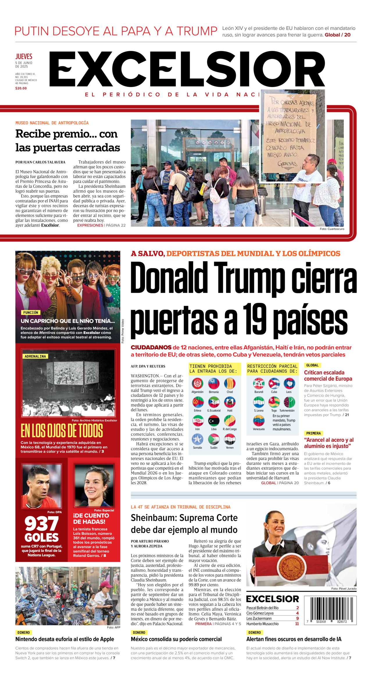 Excelsior, edición del jueves 05 de junio de 2025 Excelsior, edición del jueves 05 de junio de 2025