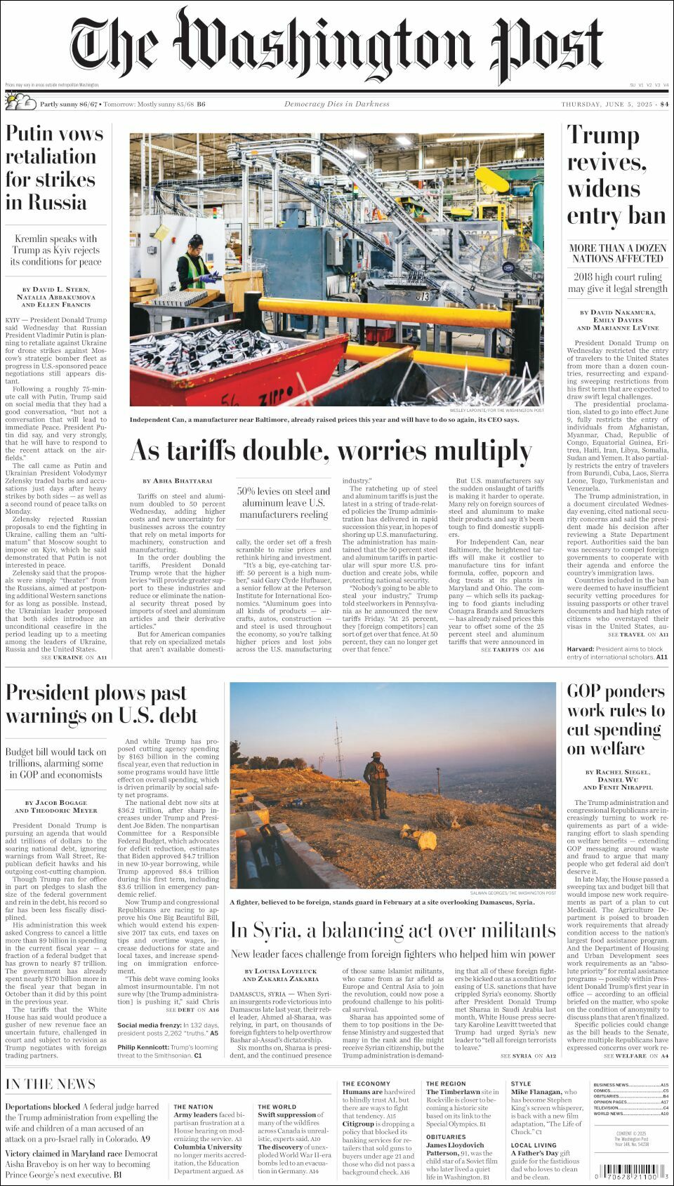 The Washington Post, edición del jueves 05 de junio de 2025 The Washington Post, edición del jueves 05 de junio de 2025
