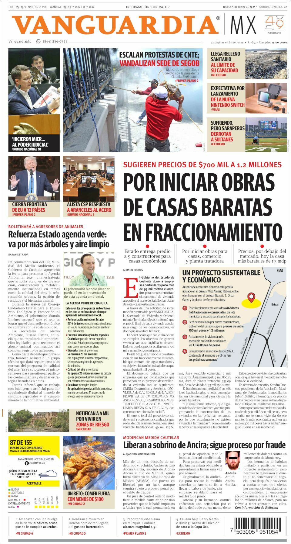 Vanguardia, edición del jueves 05 de junio de 2025 Vanguardia, edición del jueves 05 de junio de 2025