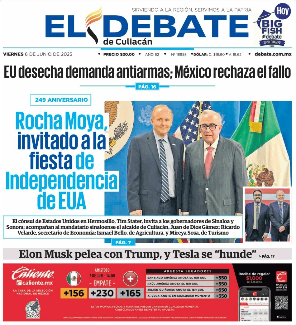 El Debate Culiacán, edición del viernes 06 de junio de 2025