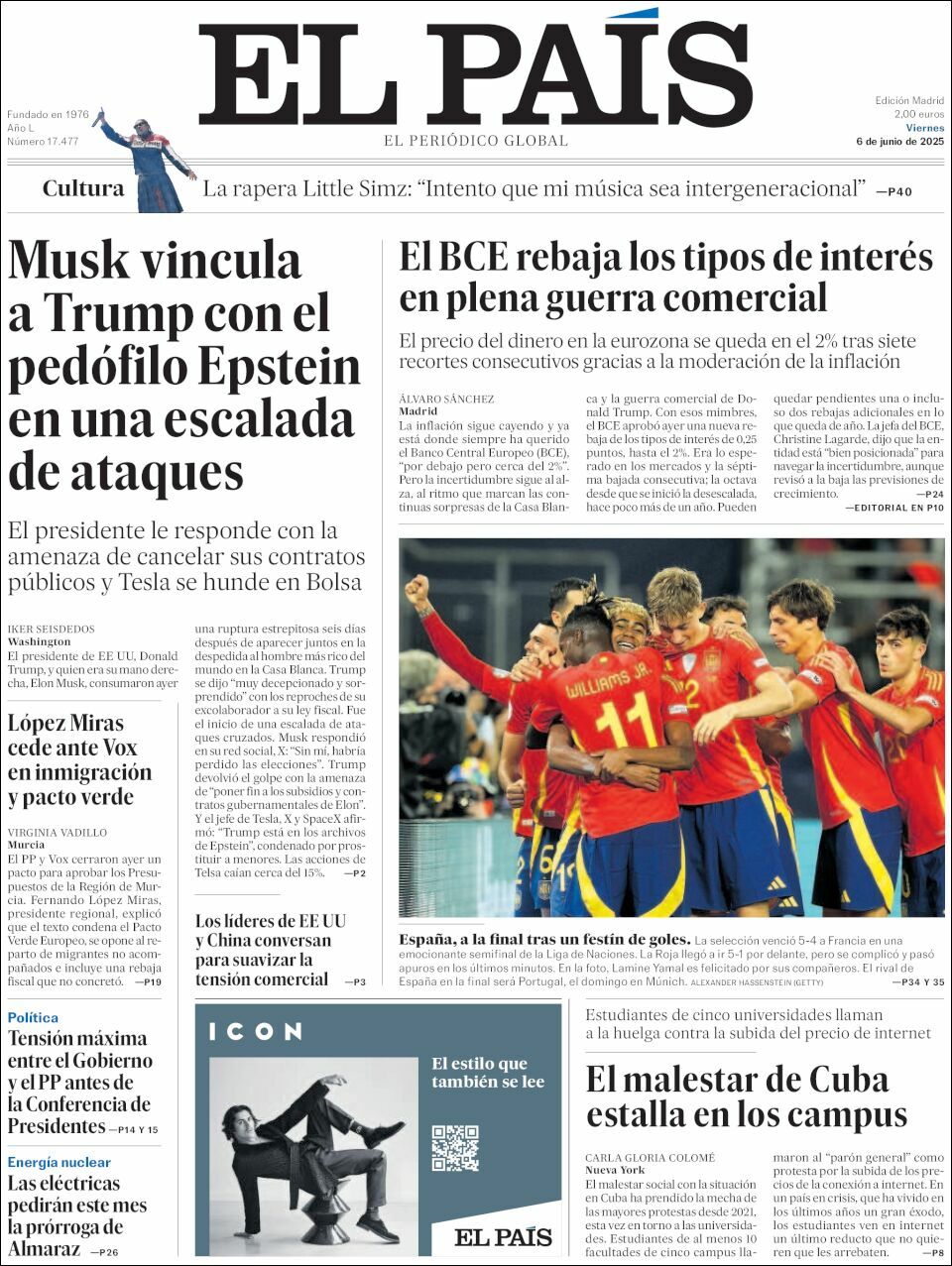 El País, edición del viernes 06 de junio de 2025