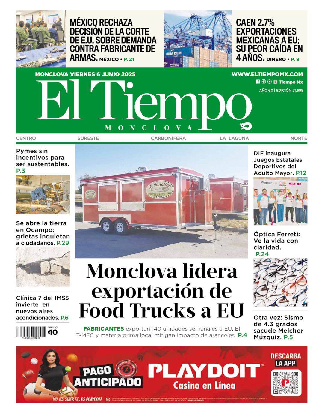 El Tiempo Monclova, edición del viernes 06 de junio de 2025