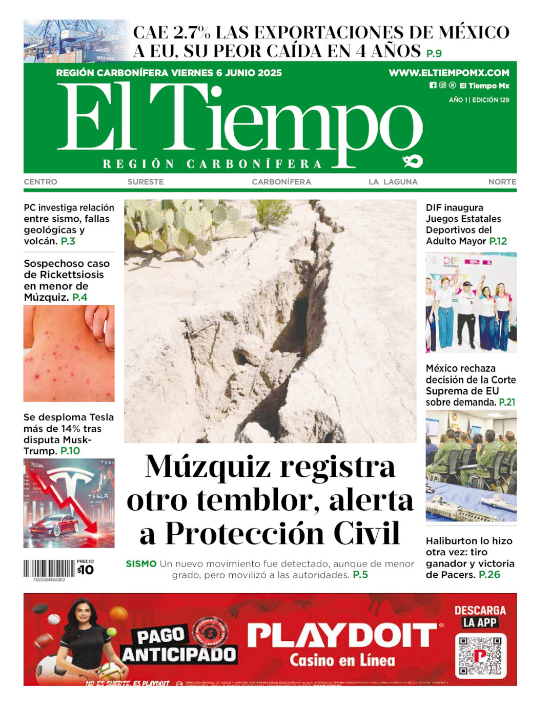 El Tiempo Región Carbonífera, edición del viernes 06 de junio de 2025