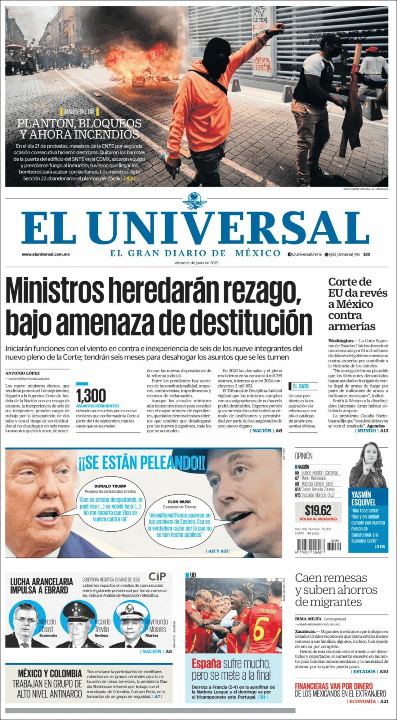 El Universal, edición del viernes 06 de junio de 2025