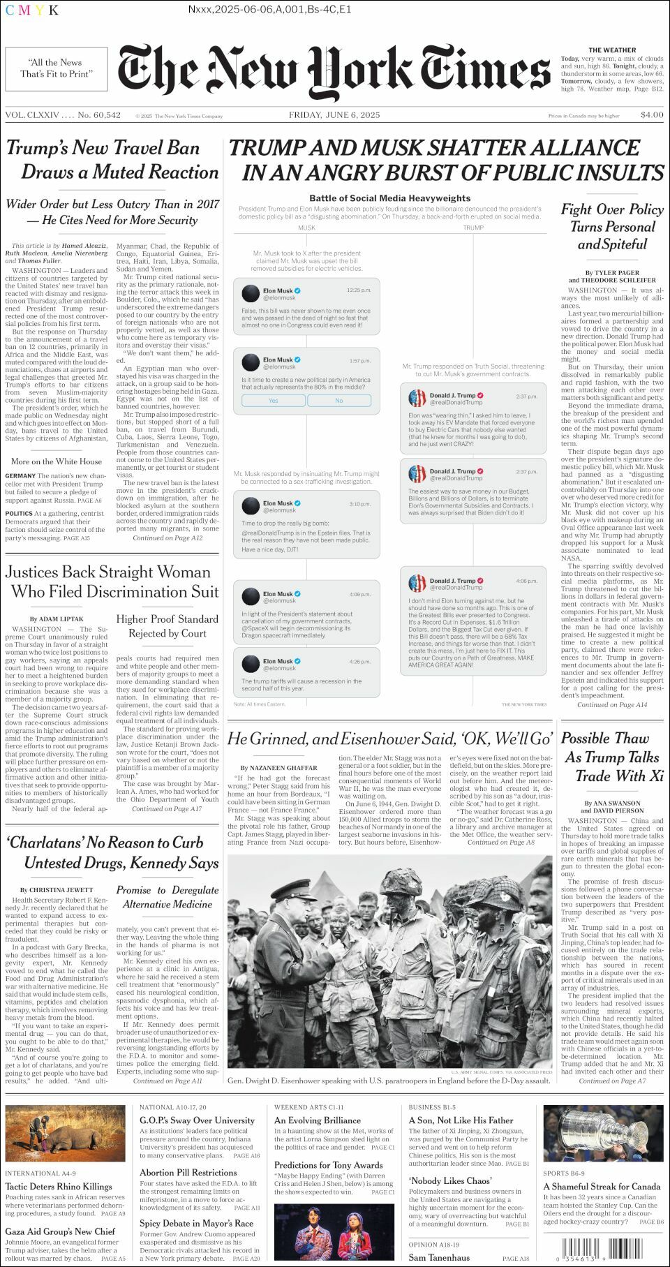 The New York Times, edición del viernes 06 de junio de 2025