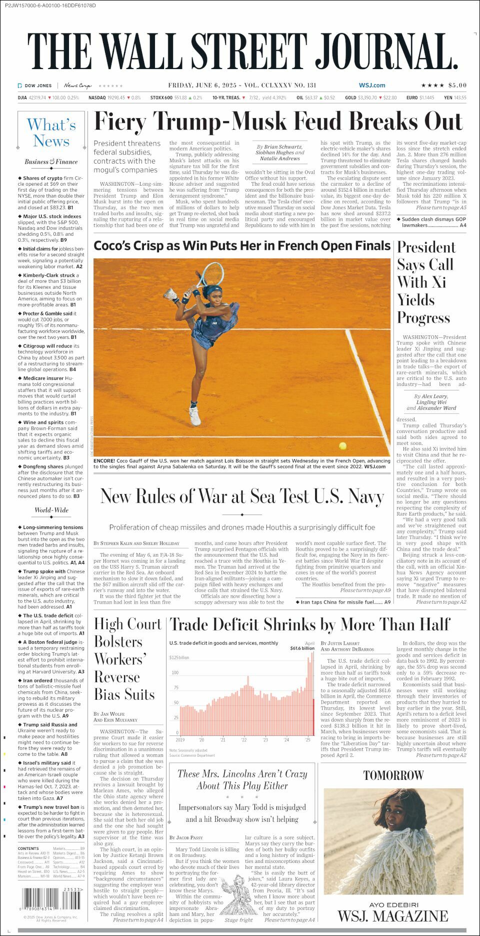 The Wall Street Journal, edición del viernes 06 de junio de 2025