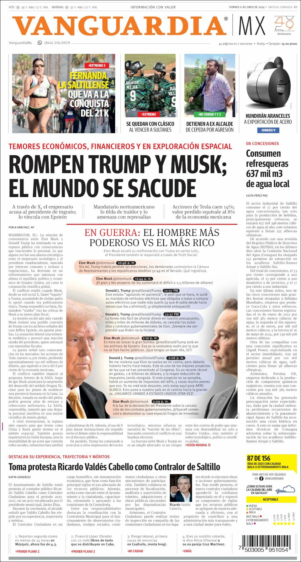 Vanguardia, edición del viernes 06 de junio de 2025