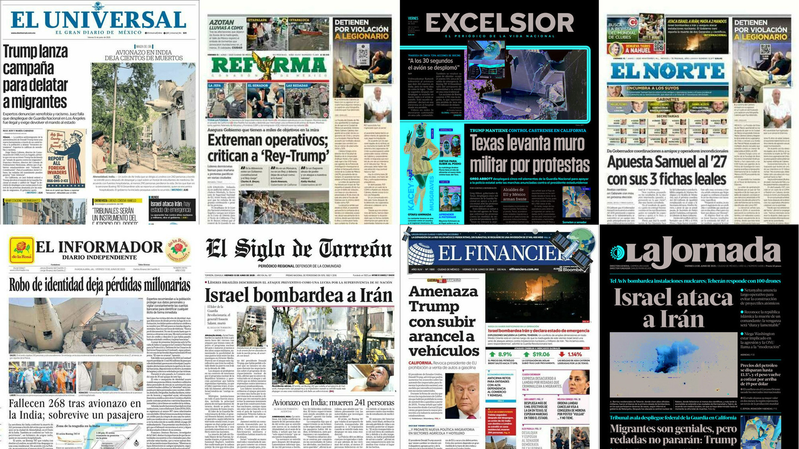 Portadas de periódicos impresos más importantes de México hoy