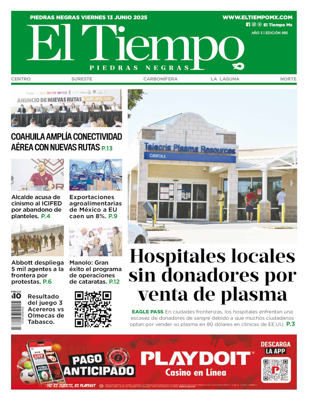 El Tiempo Piedras Negras, edición del viernes 13 de junio de 2025 El Tiempo Piedras Negras, edición del viernes 13 de junio de 2025