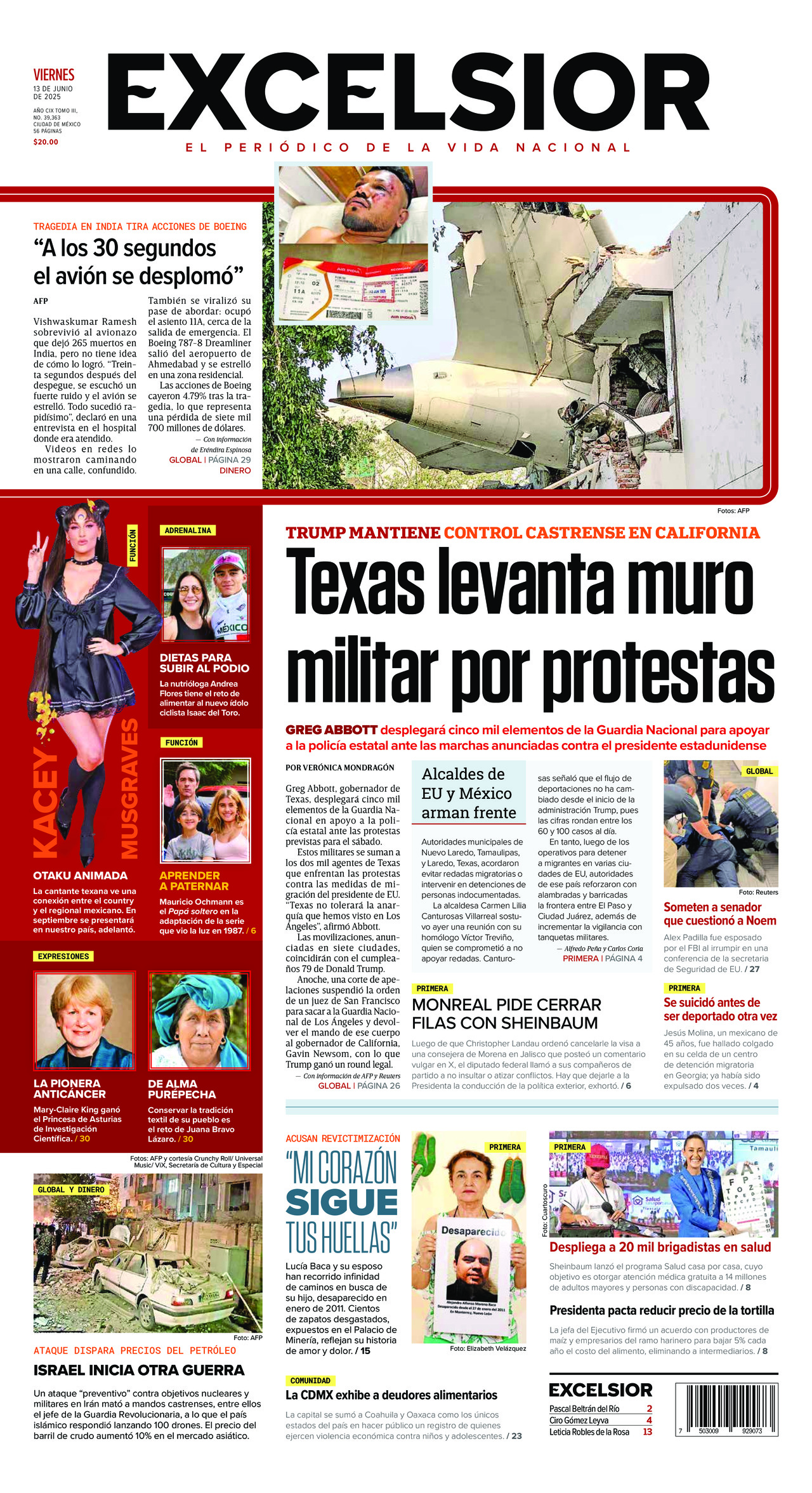 Excelsior, edición del viernes 13 de junio de 2025 Excelsior, edición del viernes 13 de junio de 2025