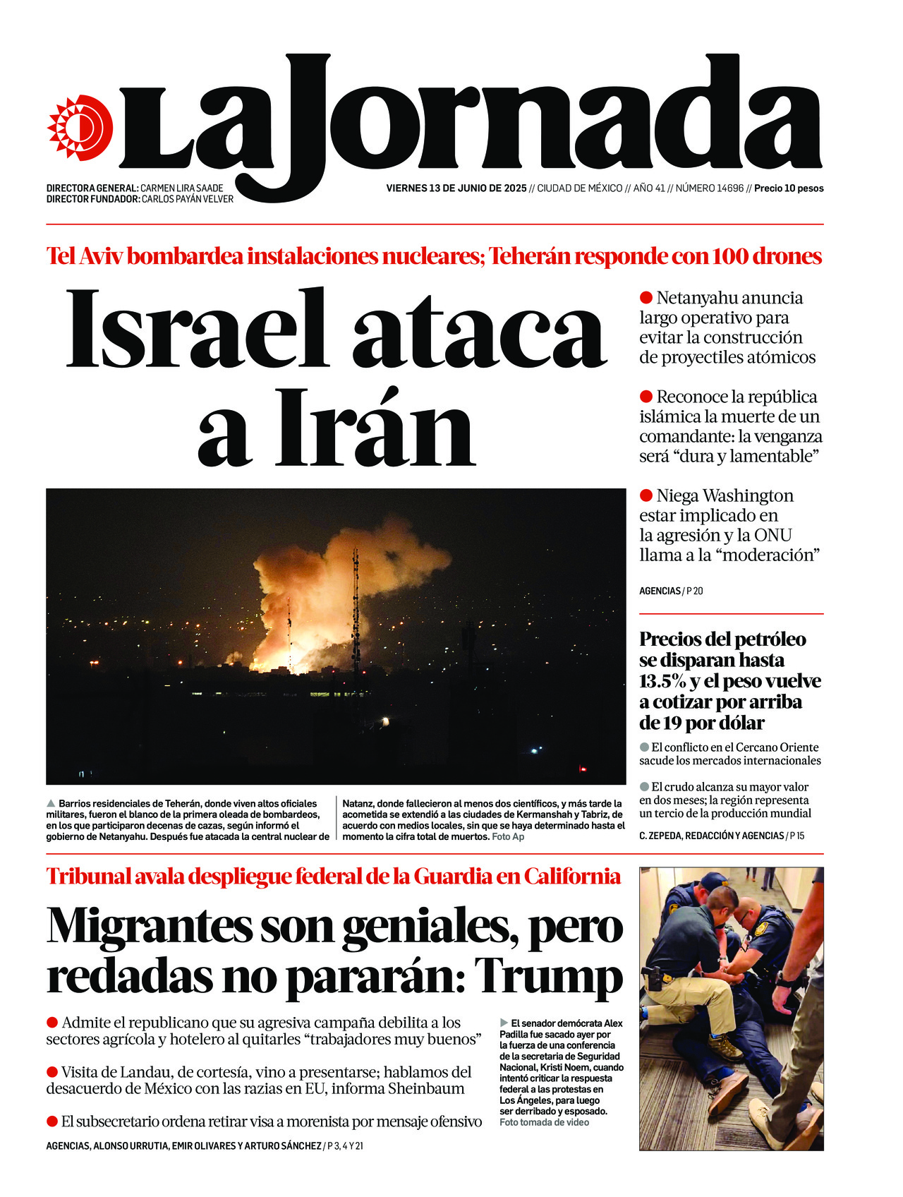 La Jornada, edición del viernes 13 de junio de 2025 La Jornada, edición del viernes 13 de junio de 2025