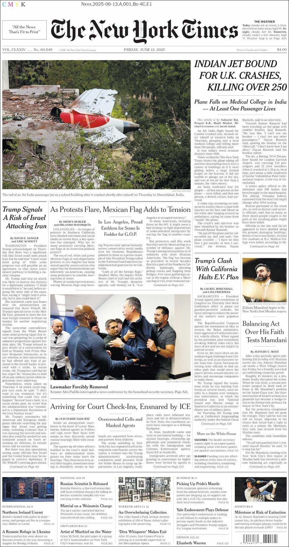 The New York Times, edición del viernes 13 de junio de 2025 The New York Times, edición del viernes 13 de junio de 2025