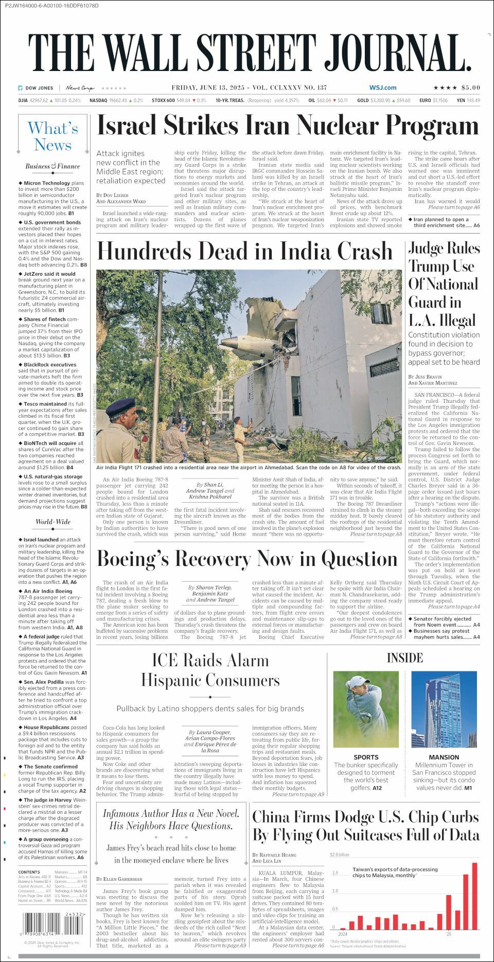 The Wall Street Journal, edición del viernes 13 de junio de 2025 The Wall Street Journal, edición del viernes 13 de junio de 2025