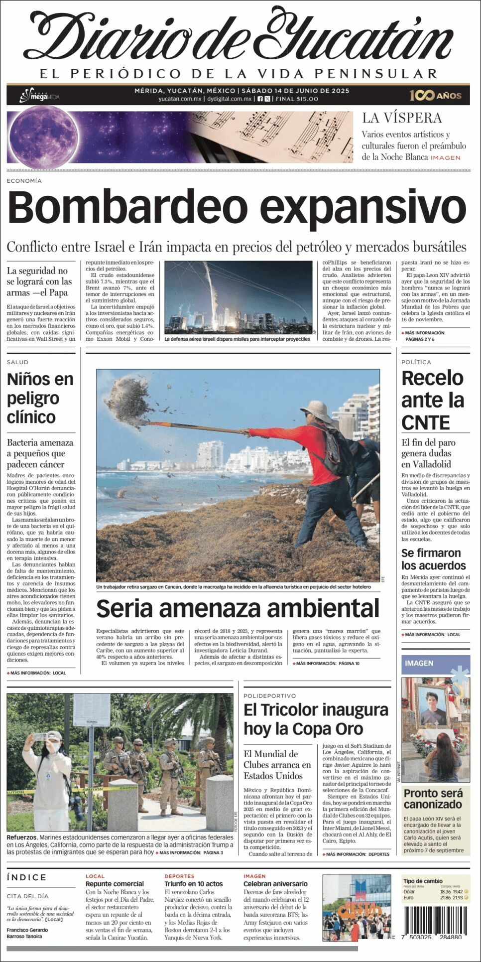 El Diario de Yucatán, edición del sábado 14 de junio de 2025 El Diario de Yucatán, edición del sábado 14 de junio de 2025