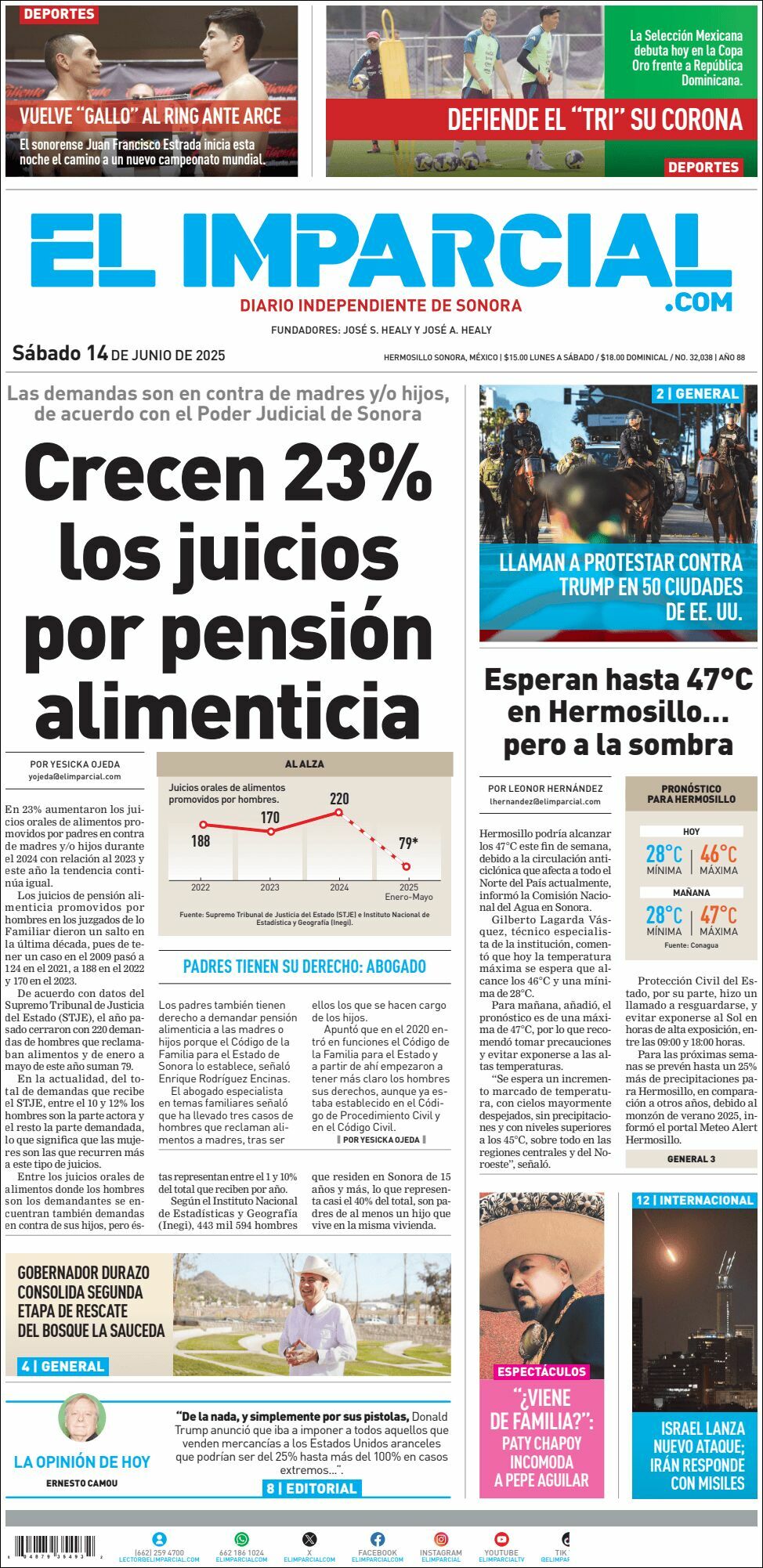 El Imparcial, edición del sábado 14 de junio de 2025 El Imparcial, edición del sábado 14 de junio de 2025