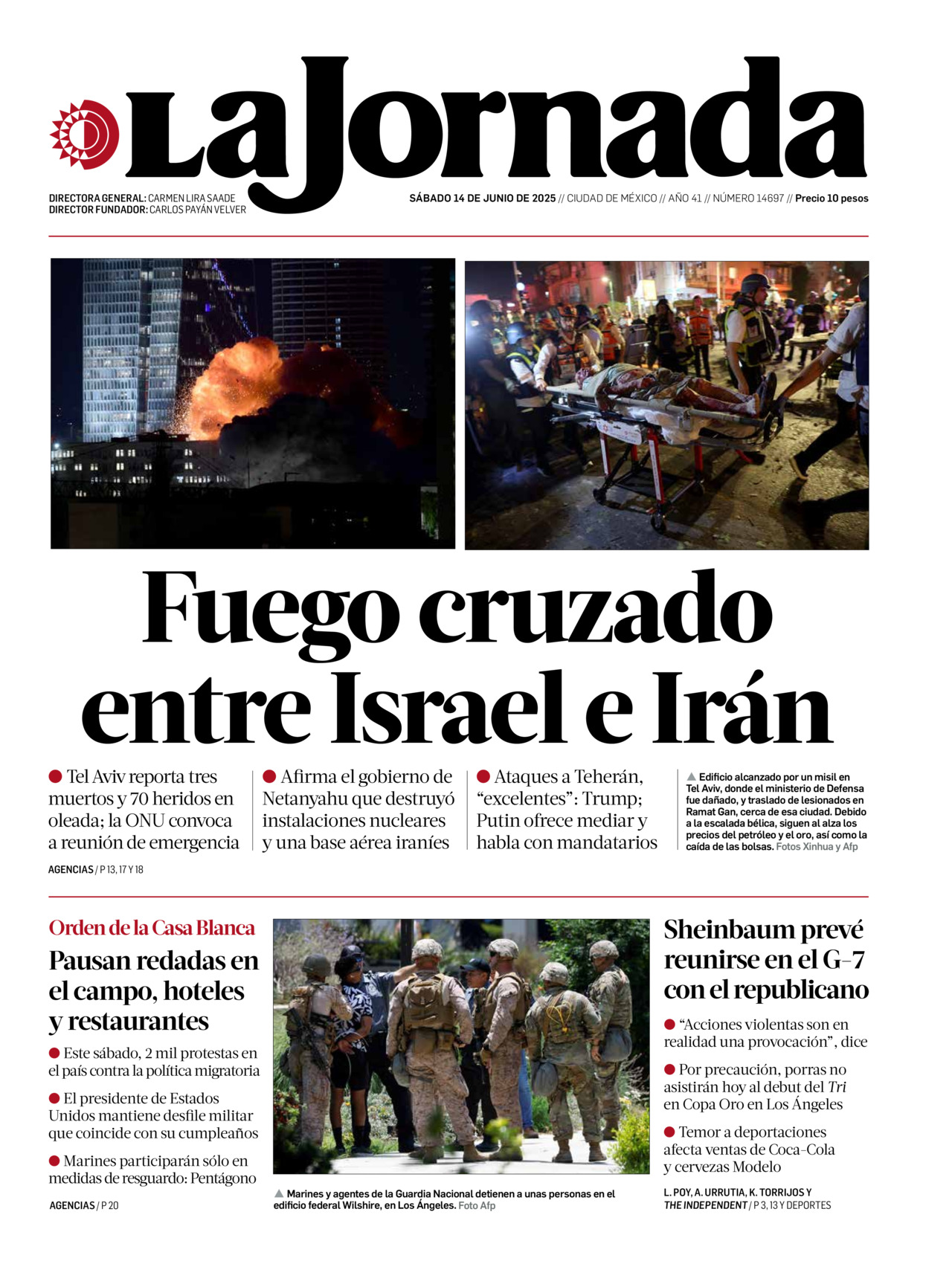 La Jornada, edición del sábado 14 de junio de 2025 La Jornada, edición del sábado 14 de junio de 2025