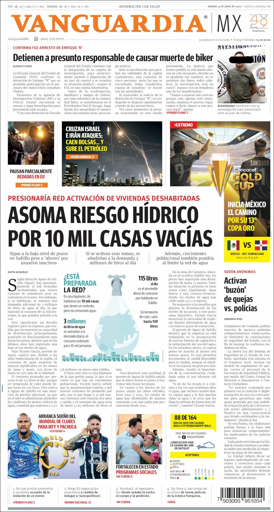 Vanguardia, edición del sábado 14 de junio de 2025 Vanguardia, edición del sábado 14 de junio de 2025