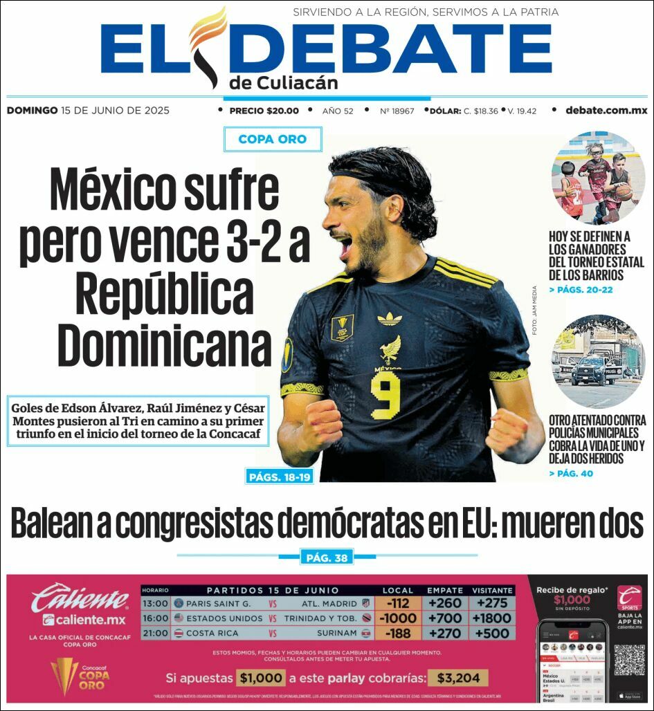 El Debate Culiacán, edición del domingo 15 de junio de 2025 El Debate Culiacán, edición del domingo 15 de junio de 2025
