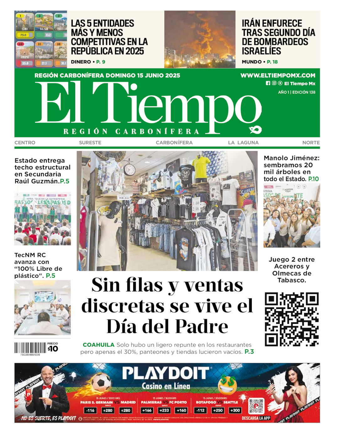 El Tiempo Región Carbonífera, edición del domingo 15 de junio de 2025 El Tiempo Región Carbonífera, edición del domingo 15 de junio de 2025