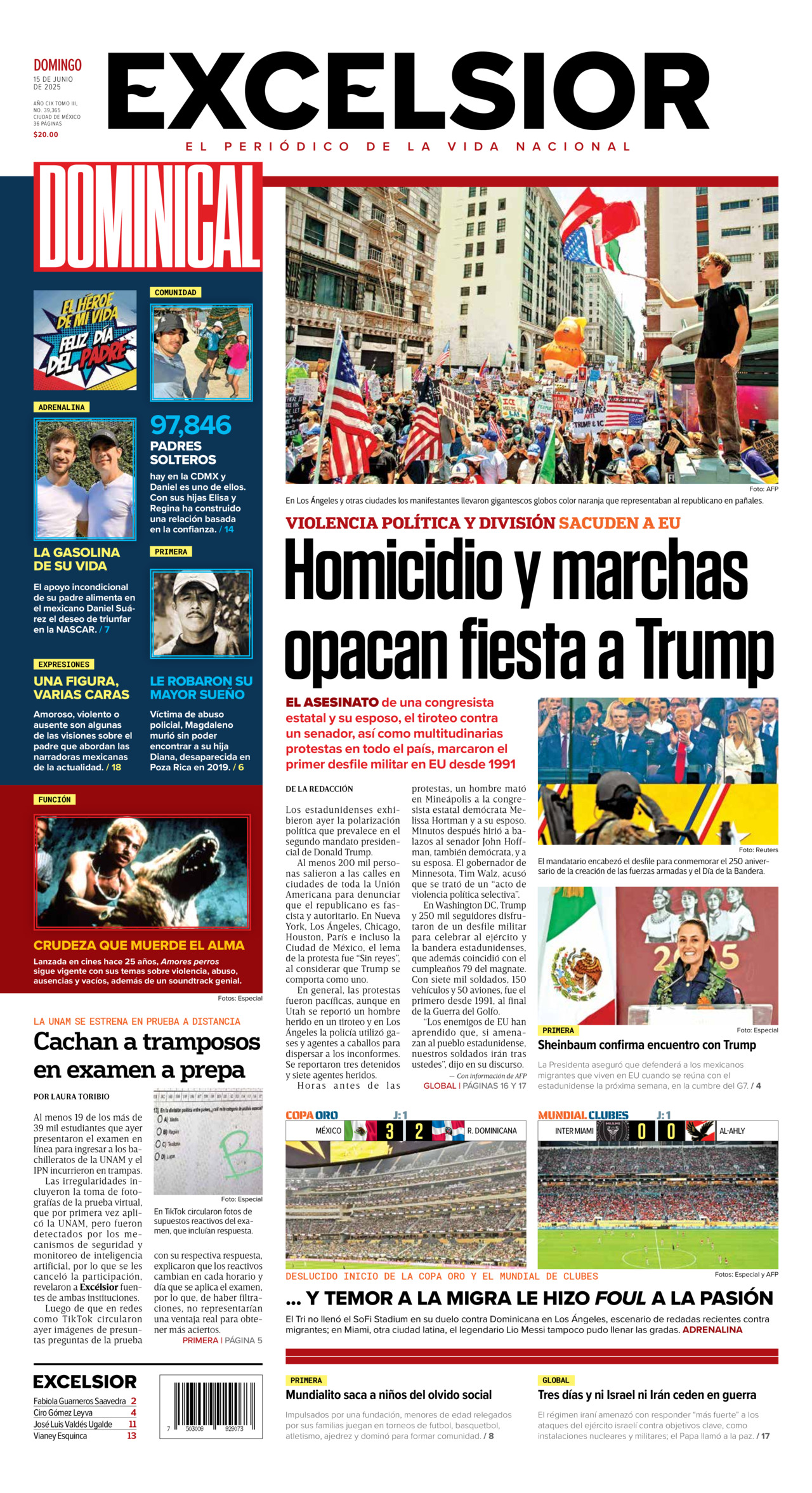 Excelsior, edición del domingo 15 de junio de 2025 Excelsior, edición del domingo 15 de junio de 2025