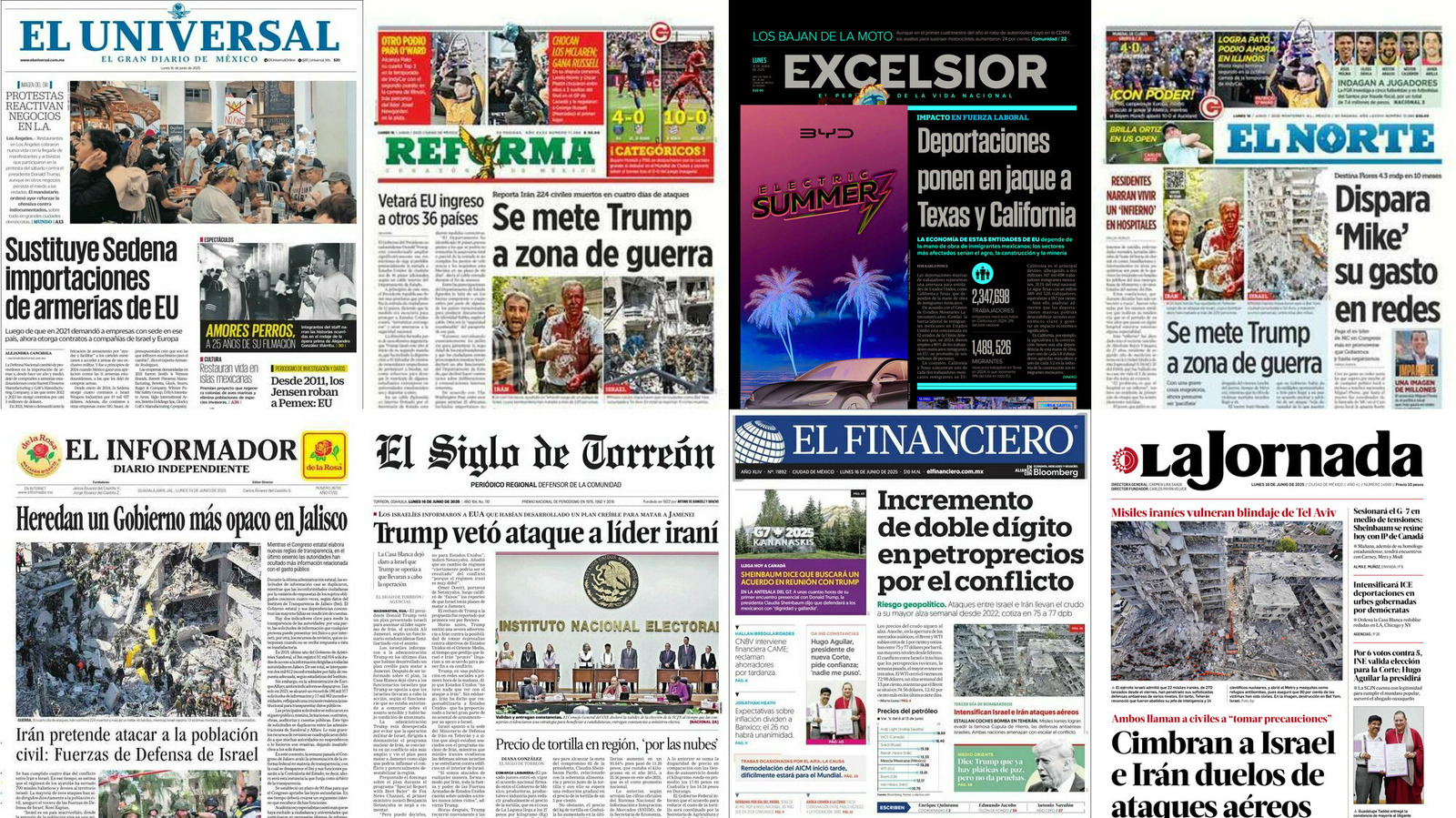 Portadas de periódicos impresos más importantes de México hoy